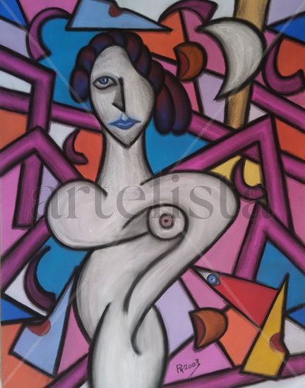 367. La pelirroja Pastel Paper Figure Painting