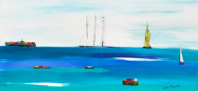 Such a peaceful place Acrylic Textile Marine Painting