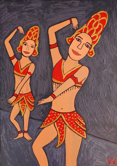 Bailarinas asiáticas Acrylic Canvas Figure Painting