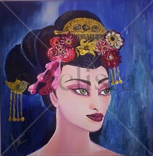 MUJER CHINA Acrylic Canvas Portrait