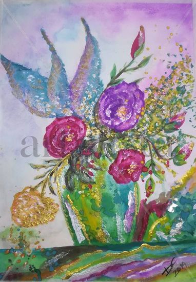 BUCARO I Watercolour Card Floral Painting