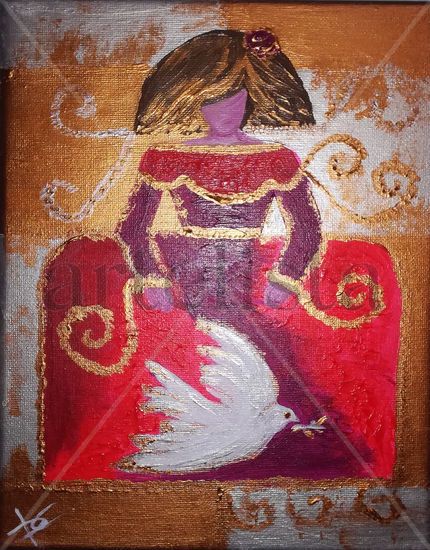 MENINA Y LA PALOMA Acrylic Canvas Figure Painting