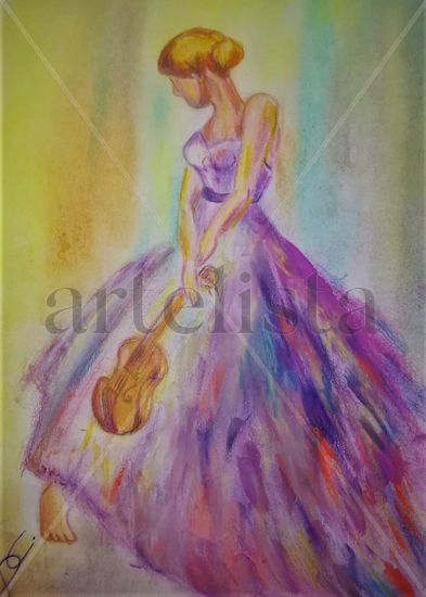 ROMANTICA I Mixed media Card Figure Painting