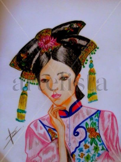 MUJER CHINA II Pastel Card Portrait