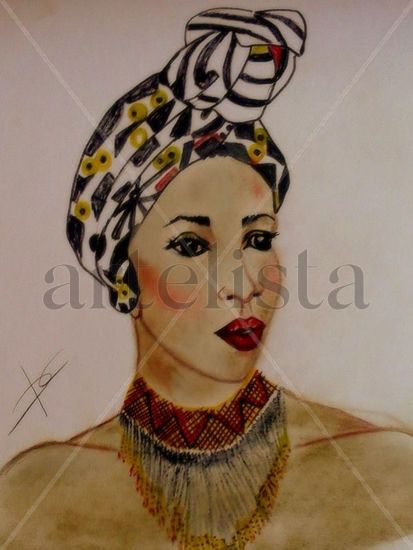 MUJER AFRICANA Pastel Card Portrait