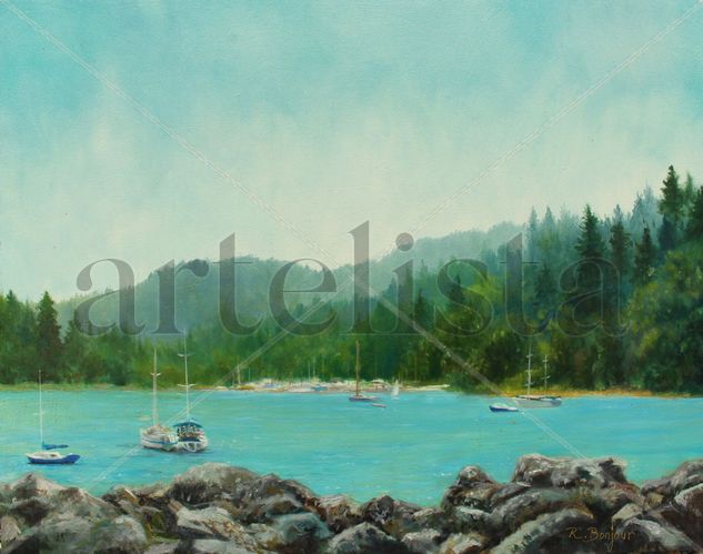 Ocean cove BC Oil Panel Marine Painting