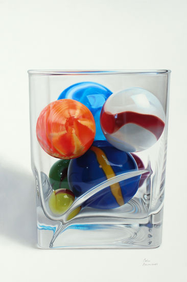 Marbles and Square base Glass Oil Canvas Still Life Paintings