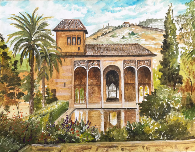 Palacio del Partal - Alhambra Óleo Cartulina Paisaje