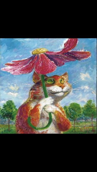 Umbrella cat Acrílico Tabla Animales