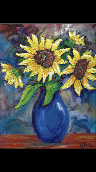 Vase Acrylic Canvas Floral Painting