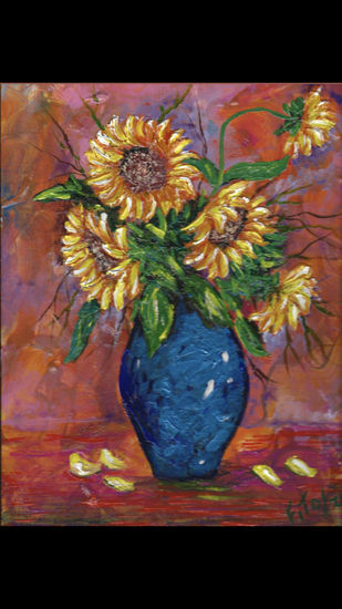 Blue vase Acrylic Canvas Floral Painting