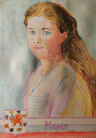 Gran duquesa María Romanova Watercolour Paper Portrait