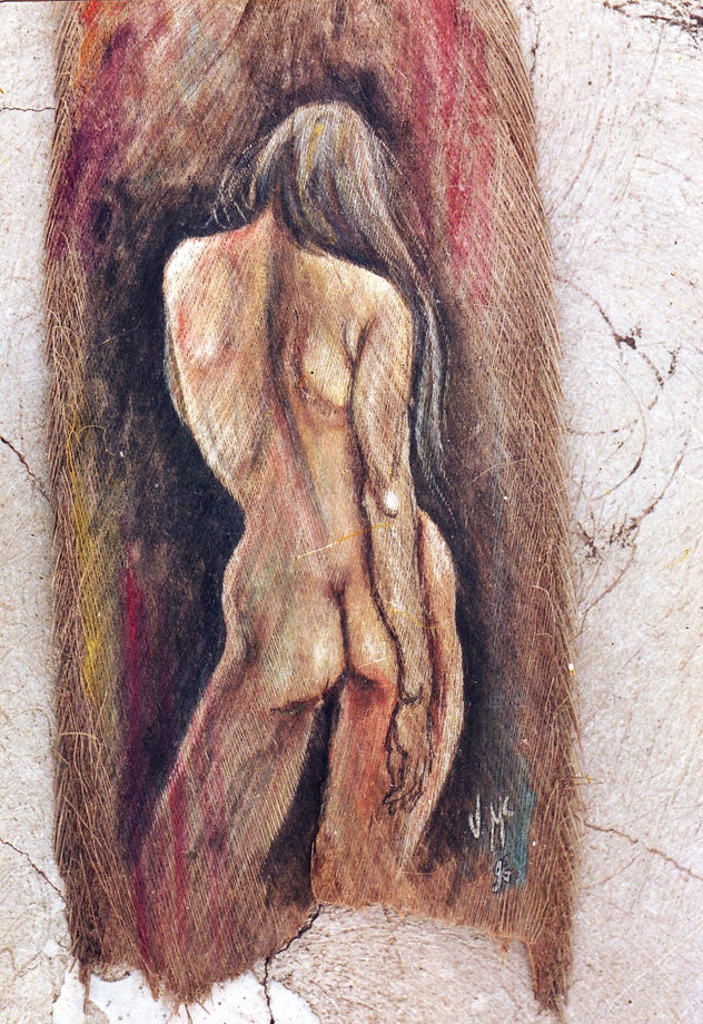 de espaldas a la vida, DESNUDO ARTISTICO SOBRE CORTEZA DE COCO