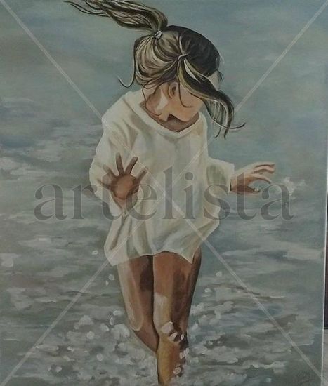 maria en el mar Acrylic Canvas Figure Painting