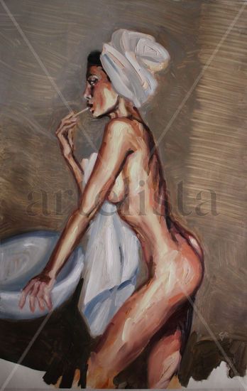 Daily Routine Oil Textile Nude Paintings