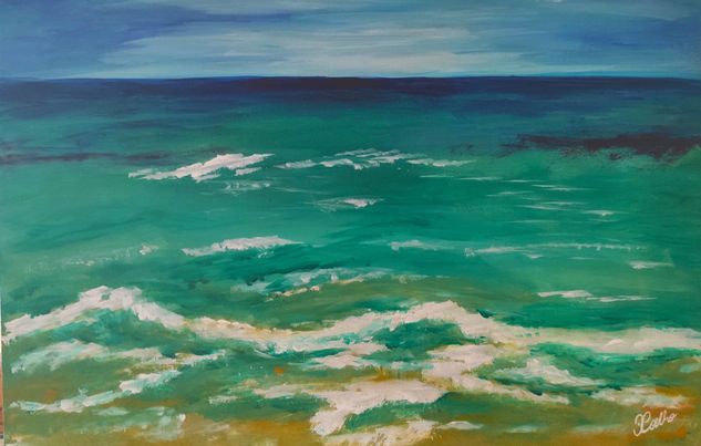 Mar con Olas Acrylic Panel Marine Painting