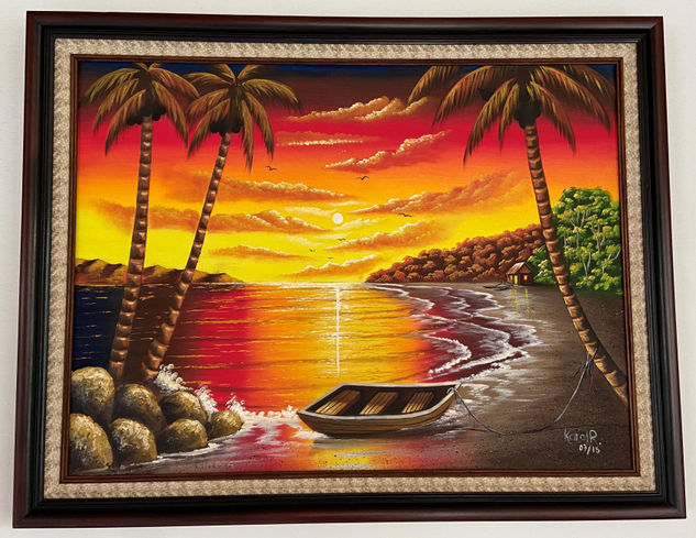 Atardecer en el caribe Oil Canvas Landscaping