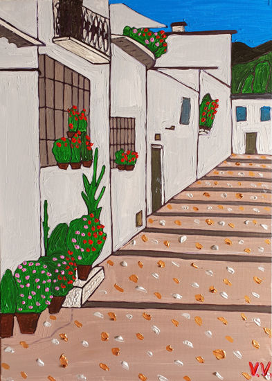 Una calle de Granada Acrylic Canvas Landscaping