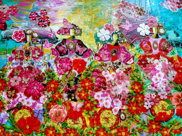 meninas fantasía Mixed media Canvas Figure Painting