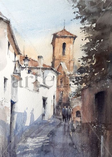 Aljibe de San Luis, Granada-España Acuarela Papel Paisaje