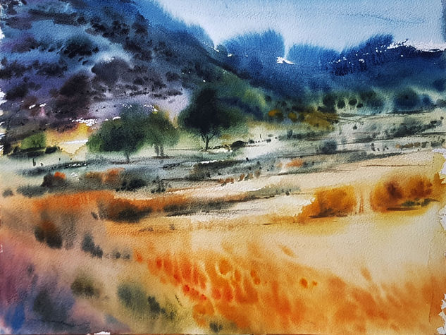 tierras de toledo verano Watercolour Paper Landscaping