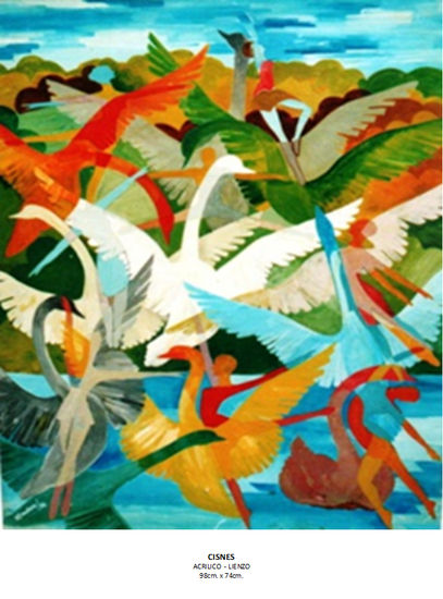 Cisnes Acrylic Canvas Animals