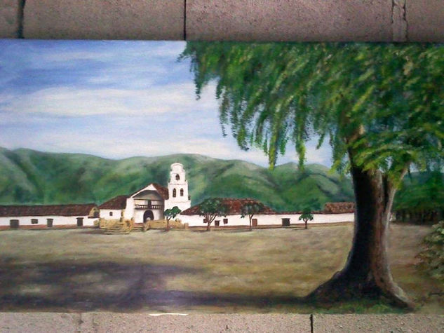 Iglesia dotrinera de Sáchica Óleo Lienzo Paisaje