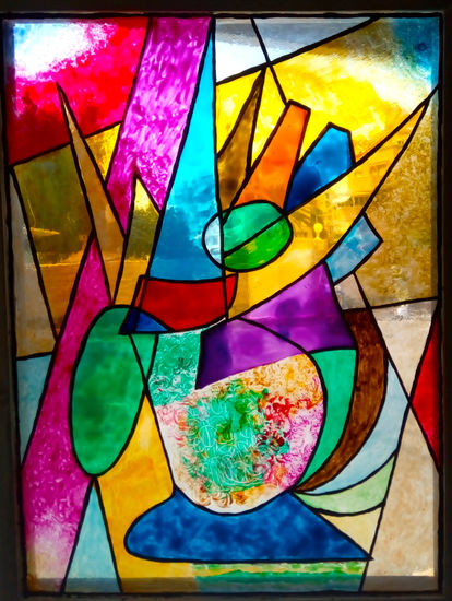 LE VASE DE PIC Stained glass Glass Floral Painting