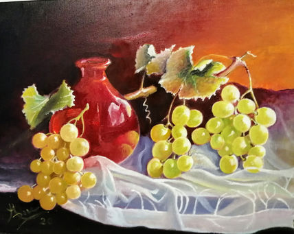 Bucarro rojo con uvas
