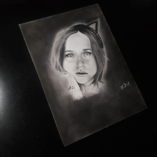 Retrato de Hurona Rolera Tik Tok. Graphite