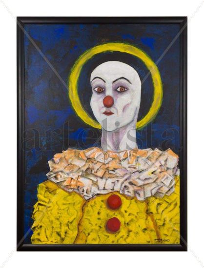 Santo circo Oil Panel Portrait