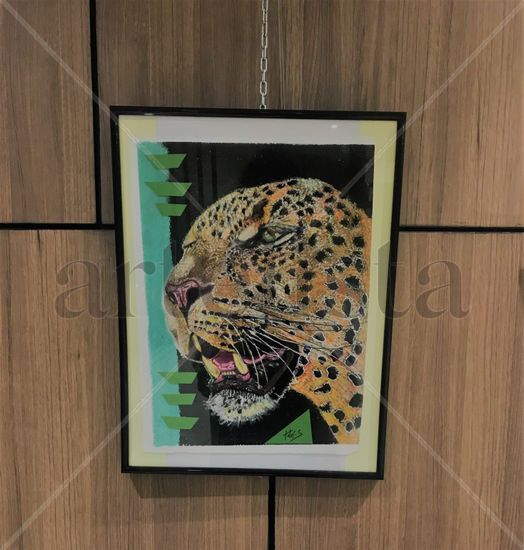 leopardo esmerlda Mixed Media