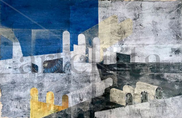 Entre azul y amarillo Mixed media Panel Others