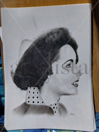 Liz taylor Óleo Papel Retrato