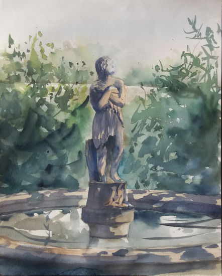 El estanque Watercolour Paper Figure Painting