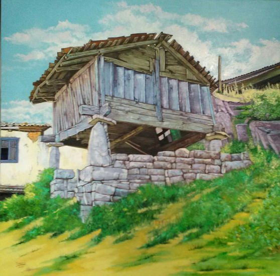 Horreo Asturiano Óleo Lienzo Paisaje