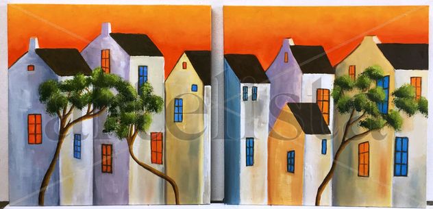 casas cielo naranja