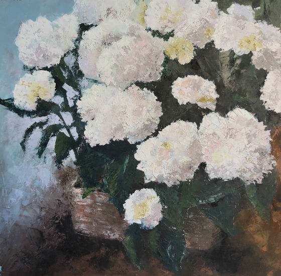 Hortensias Óleo Lienzo Floral