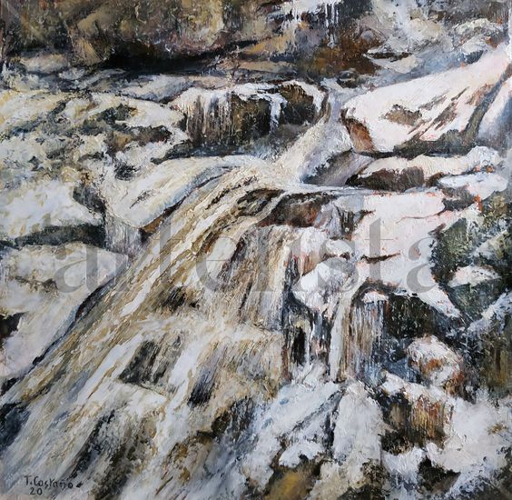 Cascada con nieve Oil Paper Landscaping