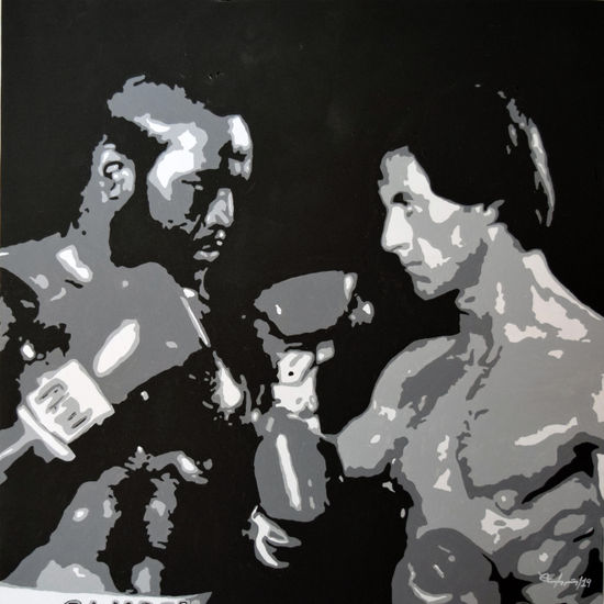 Rocky vs Clubber Acrylic Canvas Figure Painting