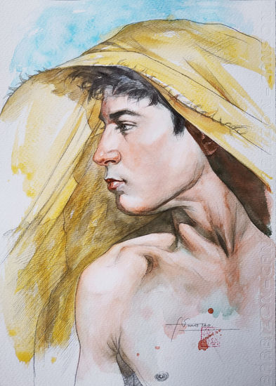 Watercolor- Young man#201204 Watercolour Paper Portrait