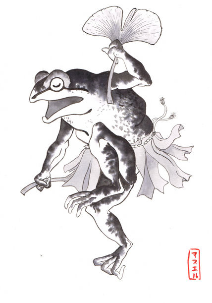 Toad with ginkgo