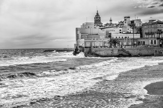 Rompeolas Naturaleza Blanco y Negro (Digital)