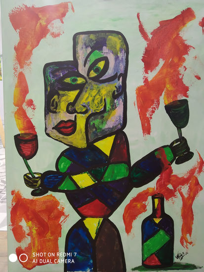 El brindis Acrylic Canvas Figure Painting