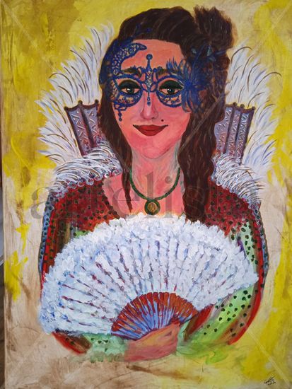 Damisela en Carnaval Acrylic Canvas Figure Painting