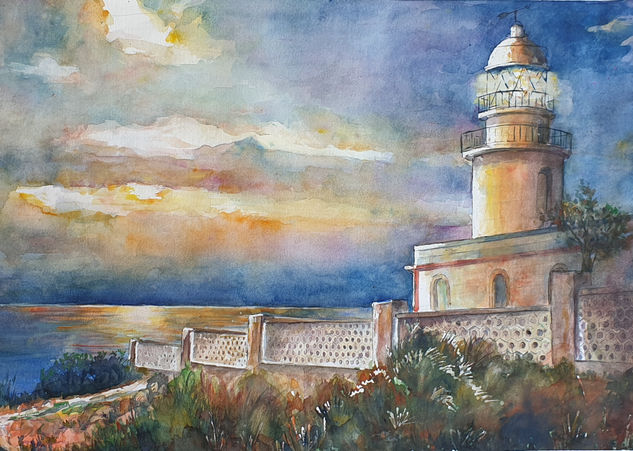 Faro cabo San Antonio Acuarela Papel Paisaje