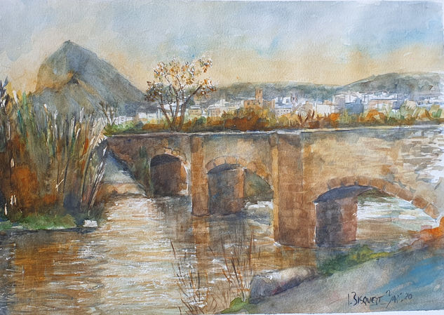 Pont del llavador Acuarela Papel Paisaje