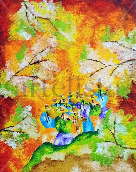 Campesinas Perú Acrylic Canvas Landscaping