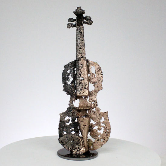 solo de violín II - Escultura de metal - Violín Bronce Acero Bronce Figurativa