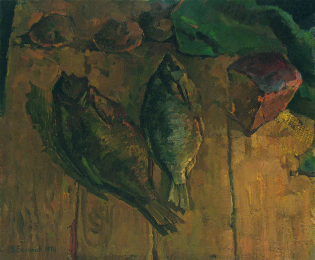 Still life with fish Óleo Lienzo Bodegones